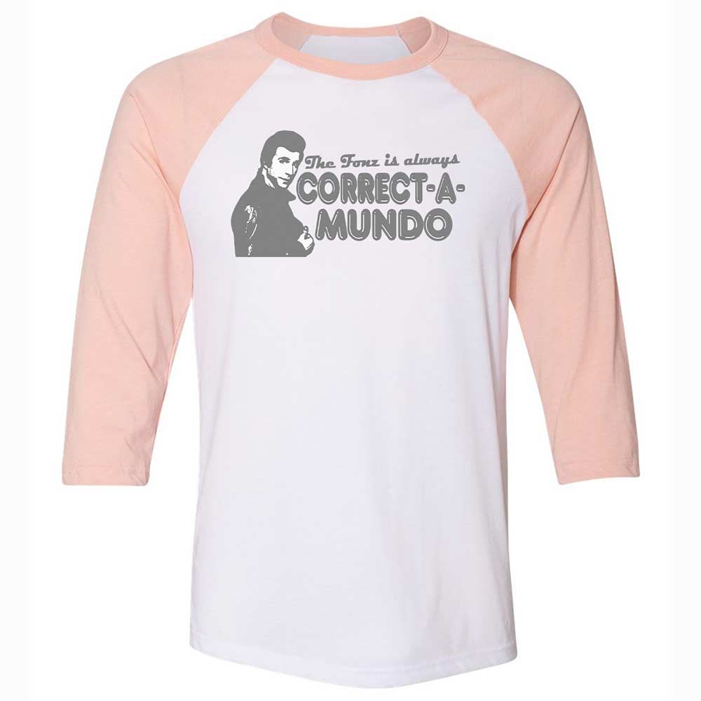 Unisex 3/4 Baseball Tee - 71ZSSCCW - White/Heather Peach - 5