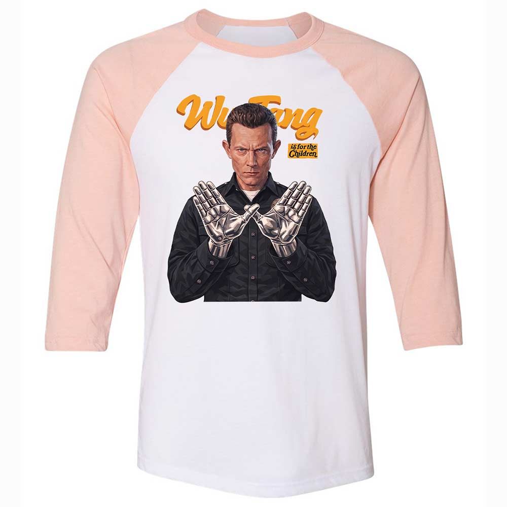 Unisex 3/4 Baseball Tee - Black - White/Heather Peach - 5