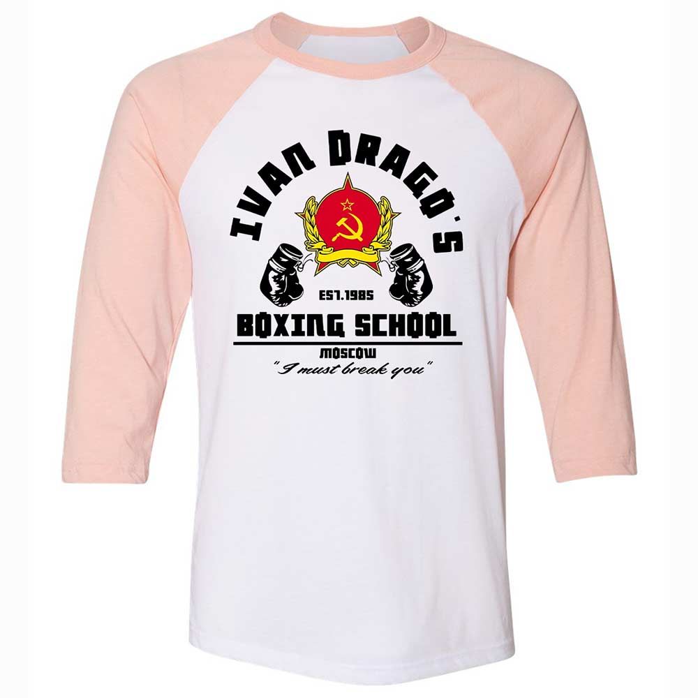 Unisex 3/4 Baseball Tee - 9L4F8MPM - White/Heather Peach - 5