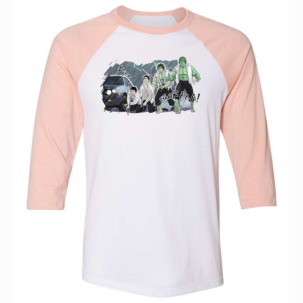 Unisex 3/4 Baseball Tee - FFQF4WW5 - White/Heather Peach - 5