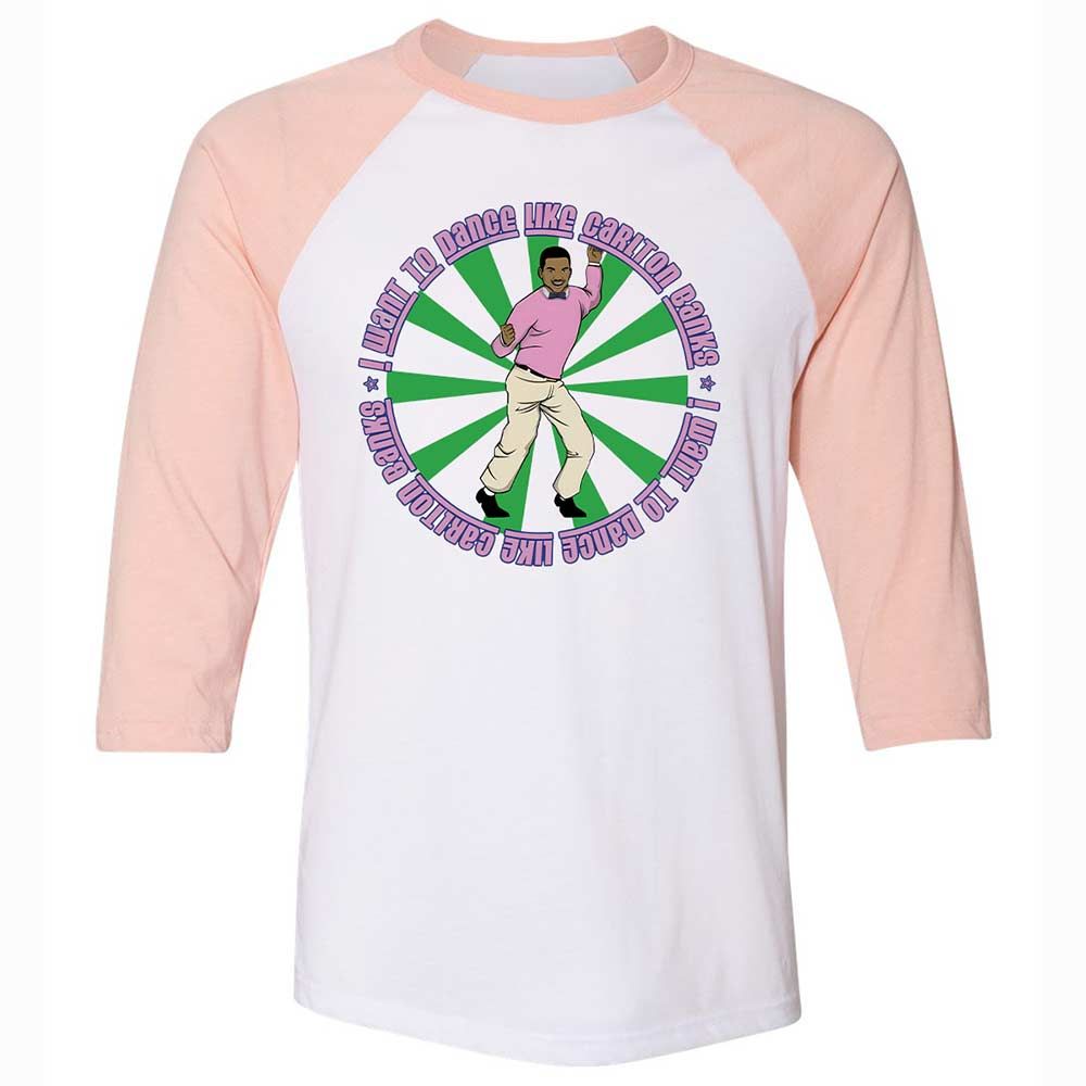 Unisex 3/4 Baseball Tee - QVMM5C3E - White/Heather Peach - 5
