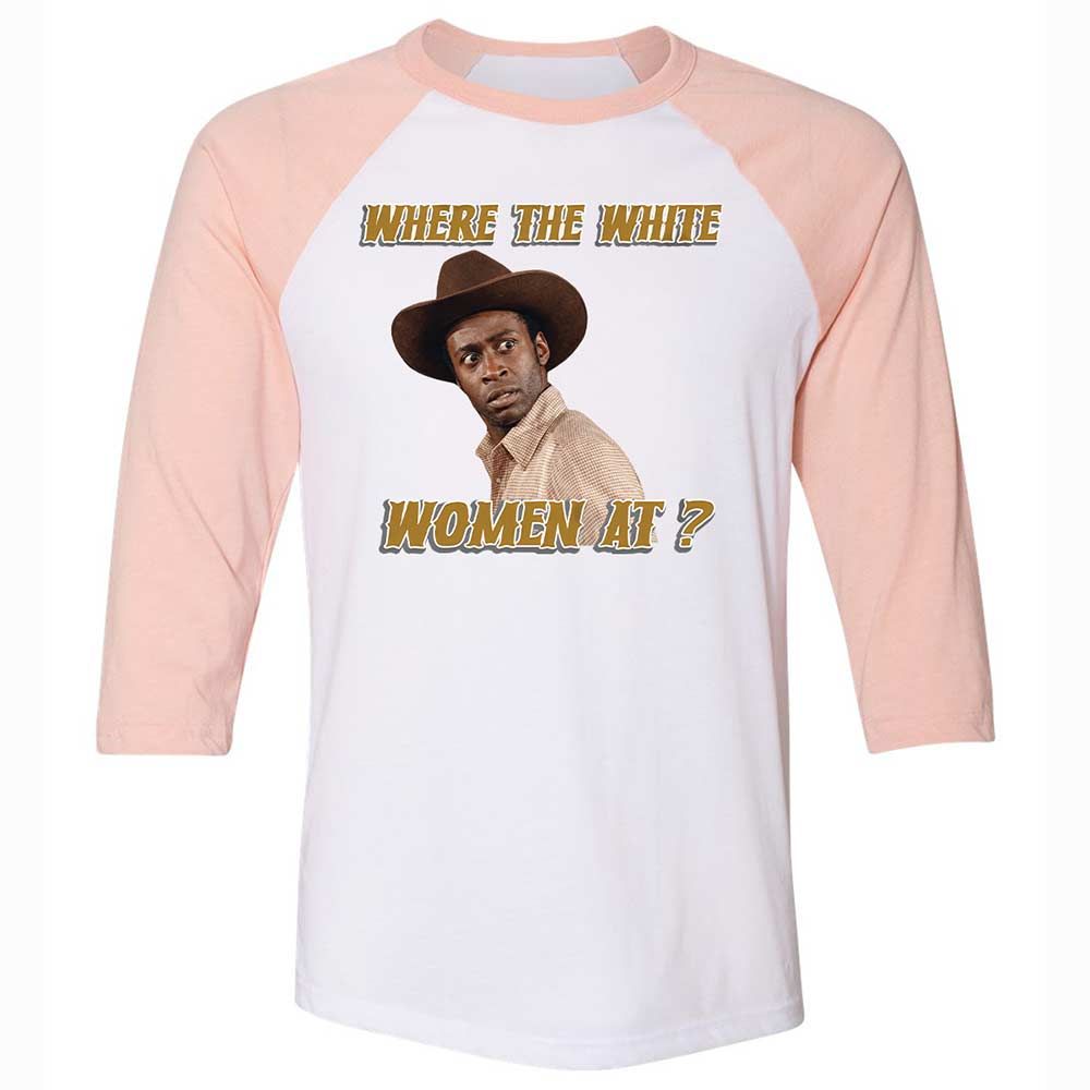 Unisex 3/4 Baseball Tee - MBFVDMEQ - White/Heather Peach - 5