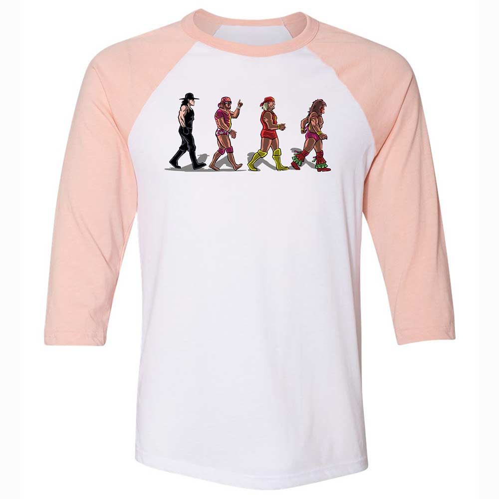 Unisex 3/4 Baseball Tee - KKHLNZA2 - White/Heather Peach - 5