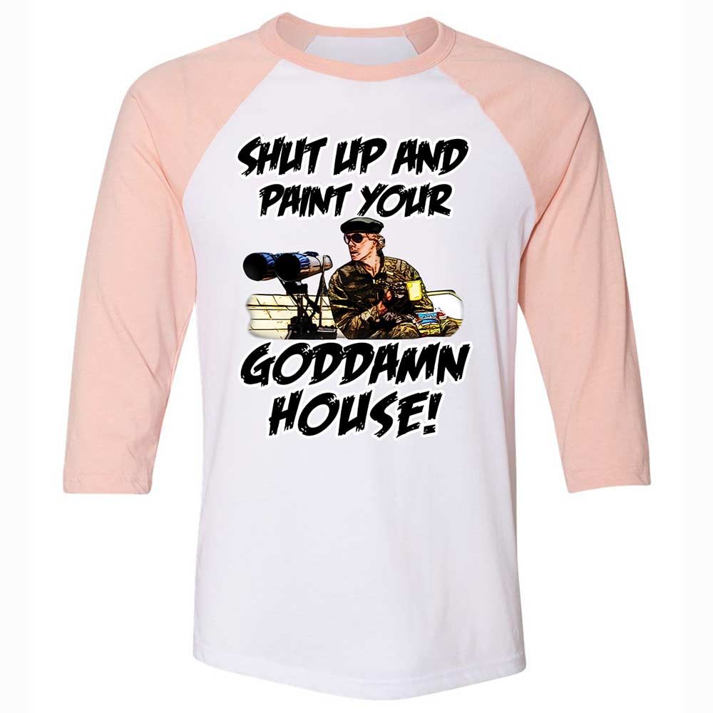 Unisex 3/4 Baseball Tee - QE7K7M6B - White/Heather Peach - 5