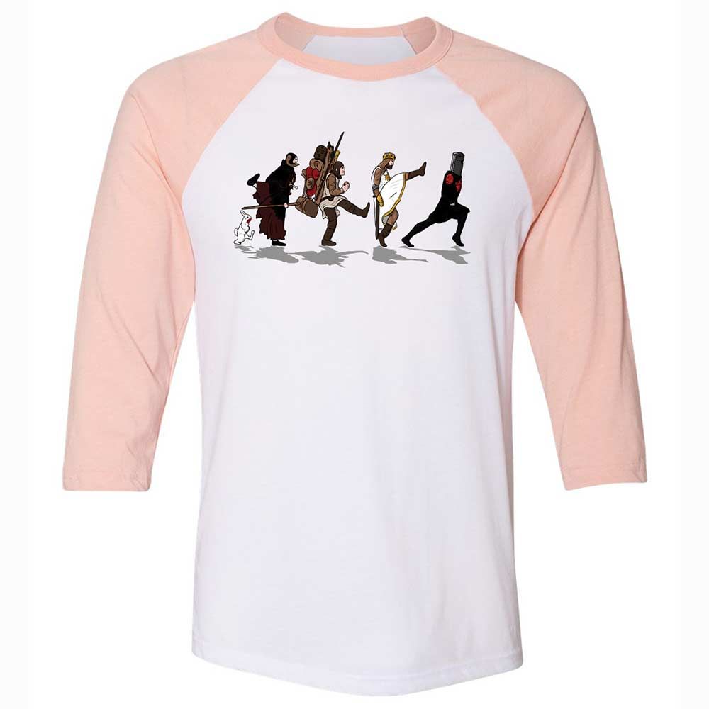 Unisex 3/4 Baseball Tee - C9H6QUA4 - White/Heather Peach - 5