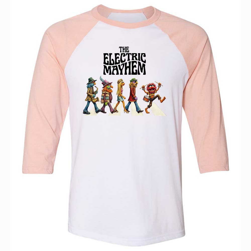 Unisex 3/4 Baseball Tee - 6M6W1B43 - White/Heather Peach - 5
