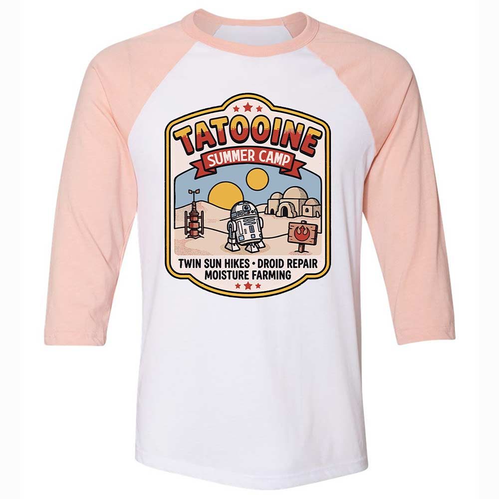 Unisex 3/4 Baseball Tee - Z24SRKC6 - White/Heather Peach - 5