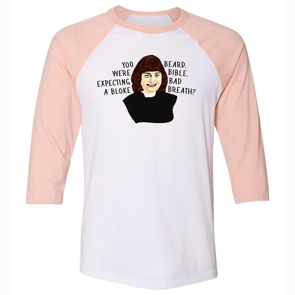 Unisex 3/4 Baseball Tee - WVSBCPKE - White/Heather Peach - 5