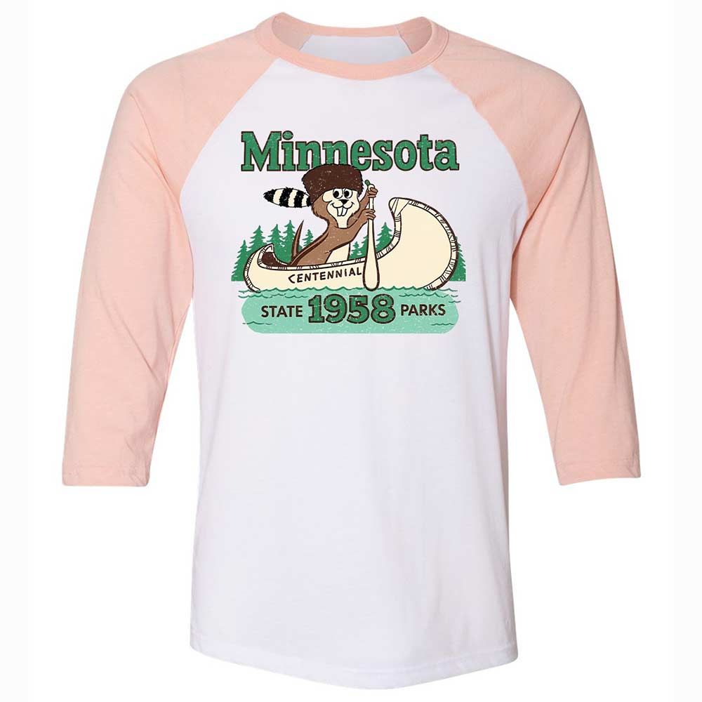 Unisex 3/4 Baseball Tee - DJWCGW46 - White/Heather Peach - 5