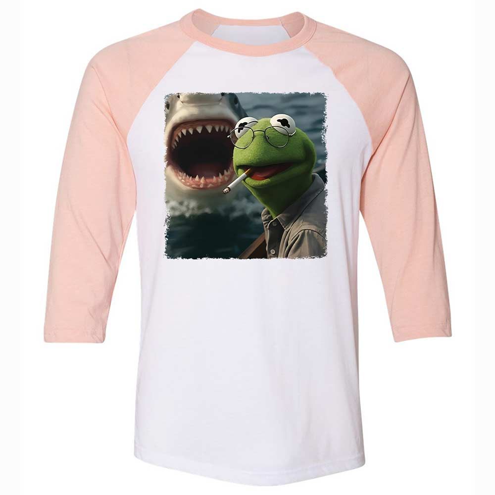 Unisex 3/4 Baseball Tee - 46L221WQ - White/Heather Peach - 5