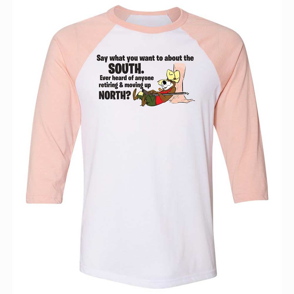 Unisex 3/4 Baseball Tee - JDN82QNK - White/Heather Peach - 5