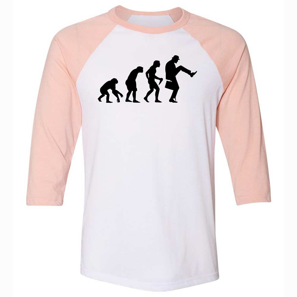 Unisex 3/4 Baseball Tee - QFLBRKZW - White/Heather Peach - 5