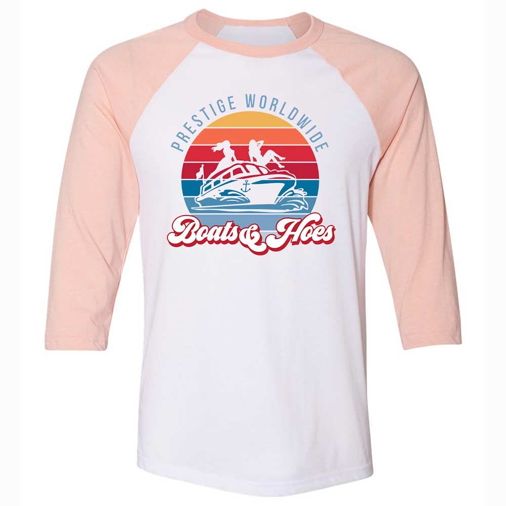 Unisex 3/4 Baseball Tee - M9C4R1F7 - White/Heather Peach - 5