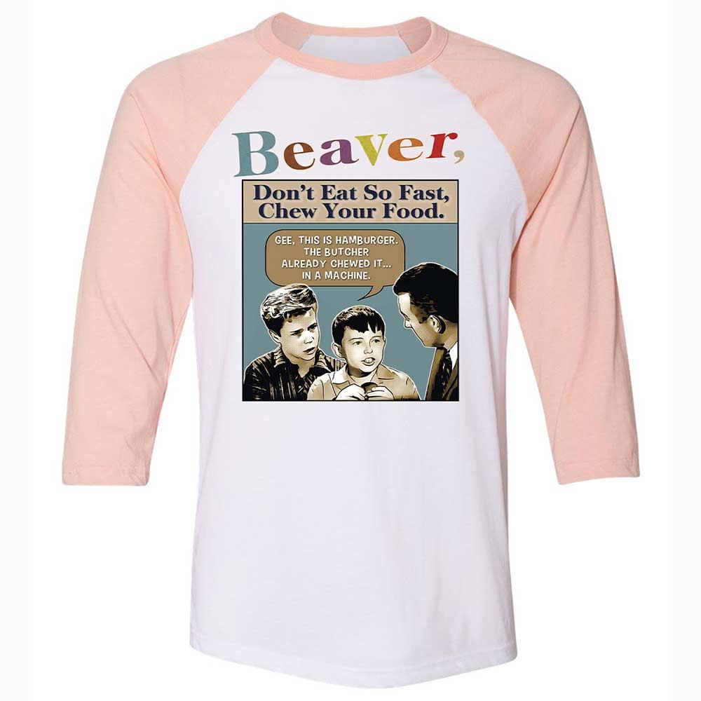 Unisex 3/4 Baseball Tee - AQS83C48 - White/Heather Peach - 5