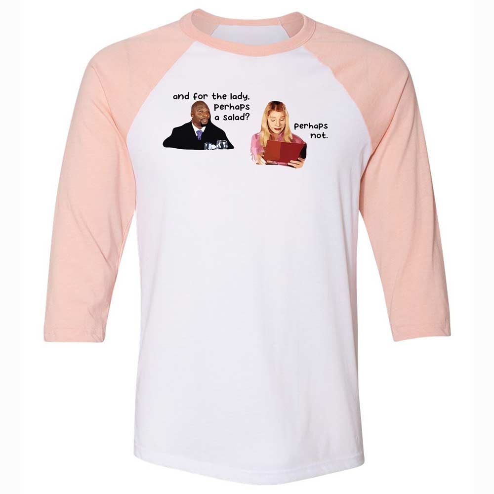 Unisex 3/4 Baseball Tee - P3DVU6E8 - White/Heather Peach - 5