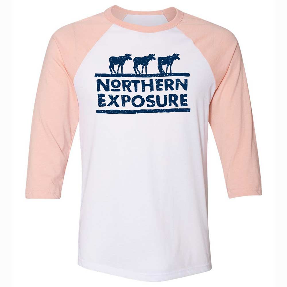Unisex 3/4 Baseball Tee - RQXCVSQS - White/Heather Peach - 5