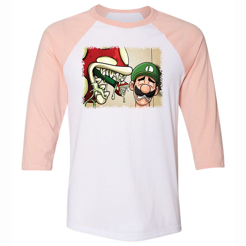 Unisex 3/4 Baseball Tee - NGAELQJF - White/Heather Peach - 5