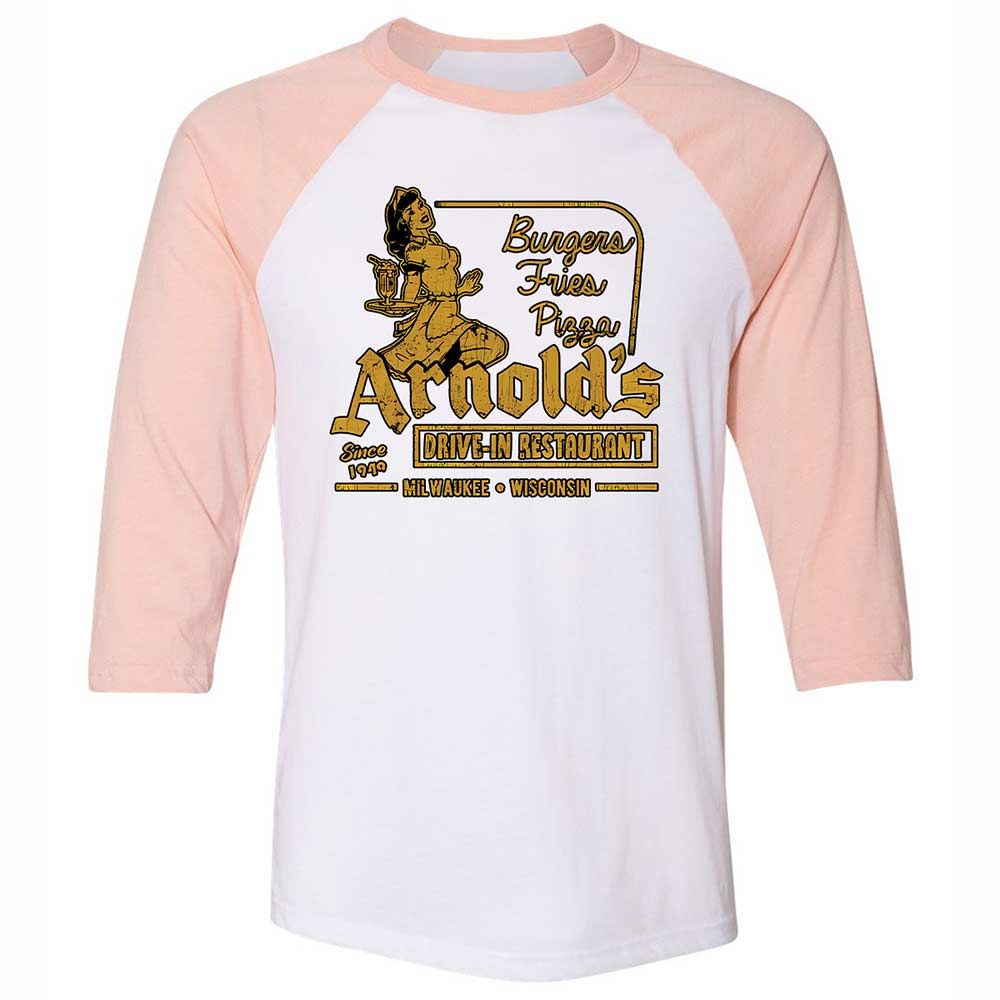 Unisex 3/4 Baseball Tee - LVBW4X54 - White/Heather Peach - 5