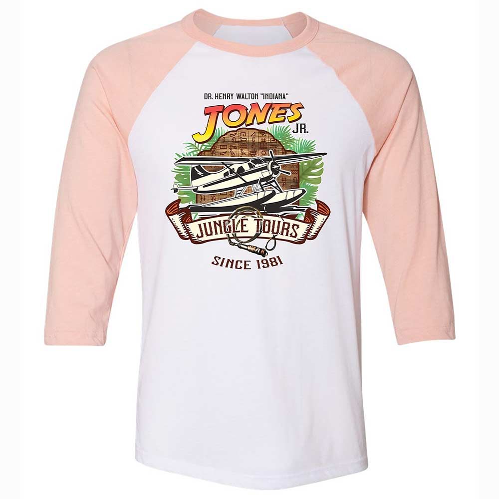 Unisex 3/4 Baseball Tee - NEDPVL71 - White/Heather Peach - 5