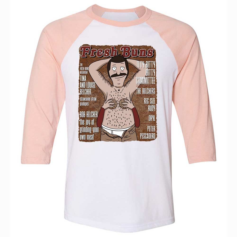 Unisex 3/4 Baseball Tee - 67YP9D48 - White/Heather Peach - 5