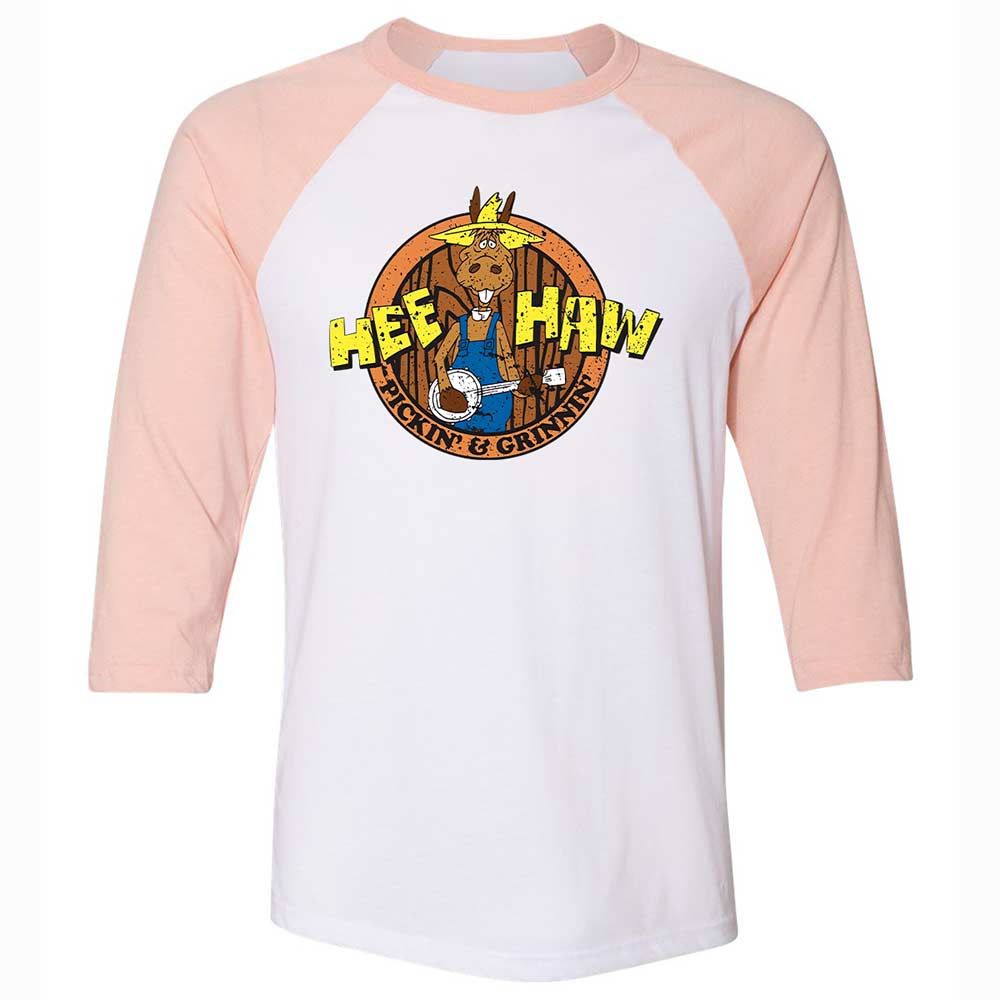 Unisex 3/4 Baseball Tee - GZ58RLU9 - White/Heather Peach - 5