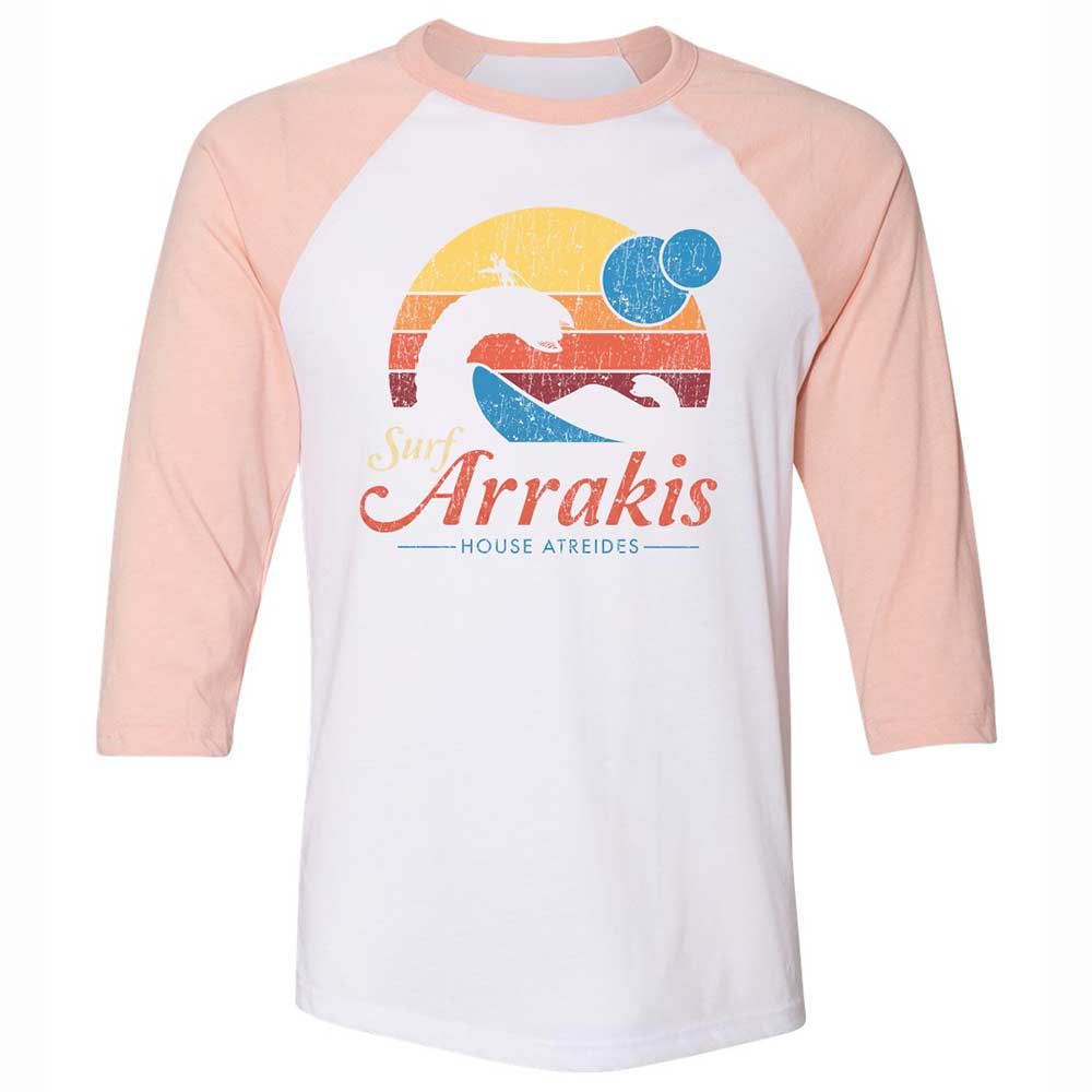 Unisex 3/4 Baseball Tee - QP913W1E - White/Heather Peach - 5