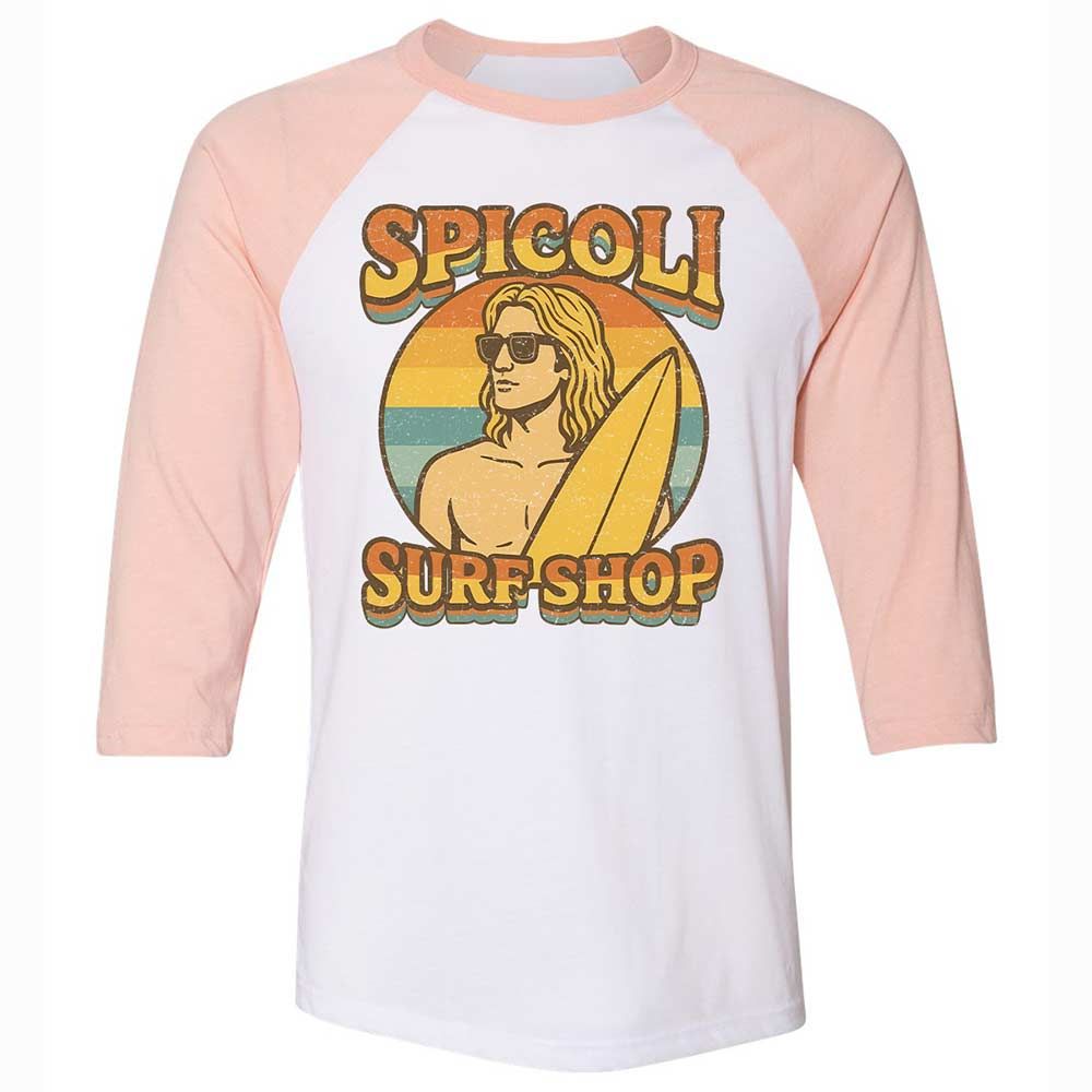 Unisex 3/4 Baseball Tee - SP7EP9W8 - White/Heather Peach - 5