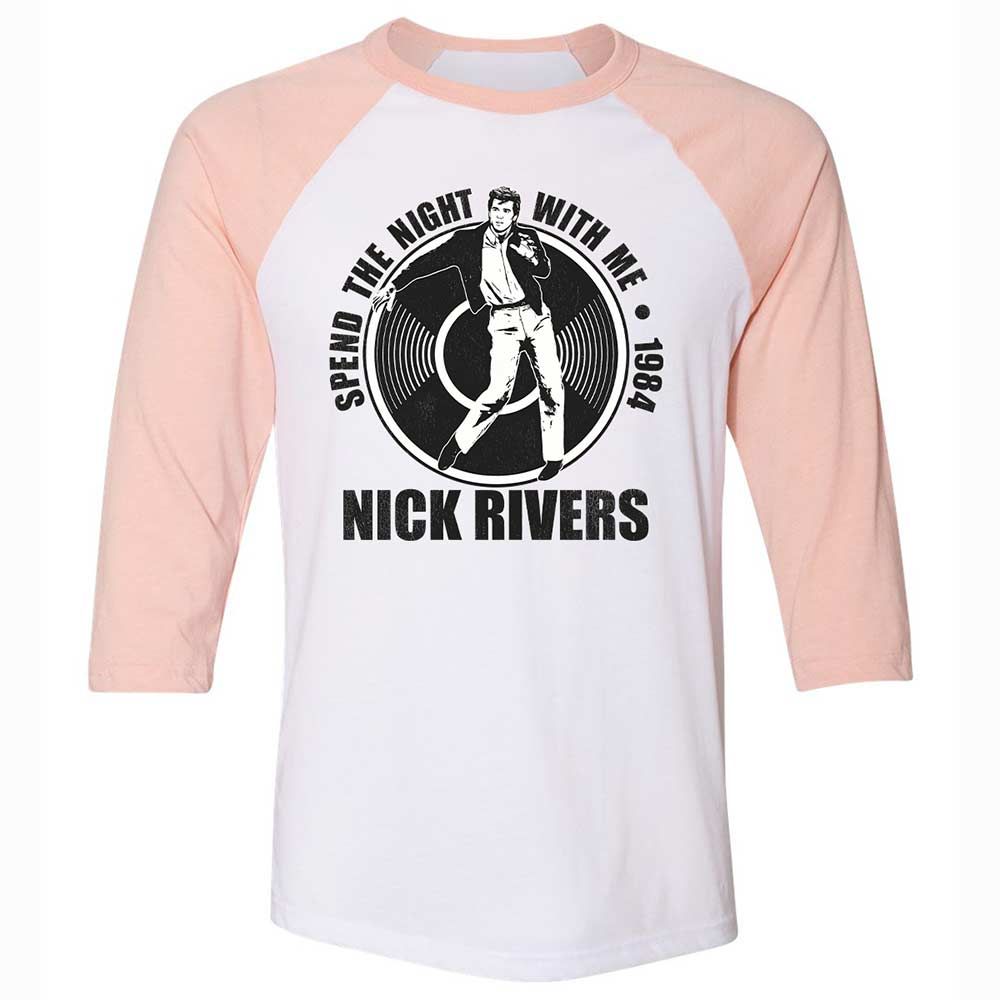 Unisex 3/4 Baseball Tee - B64QWLKU - White/Heather Peach - 5