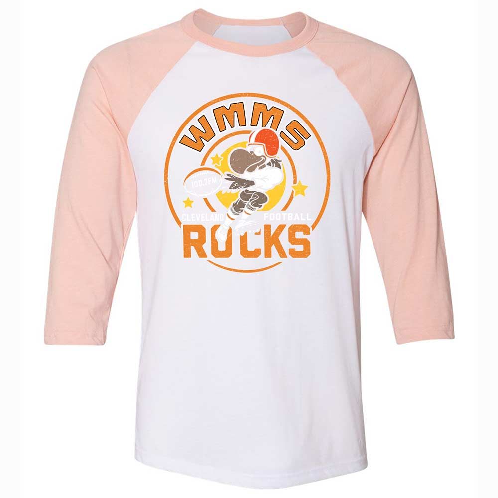 Unisex 3/4 Baseball Tee - PEVDMAJJ - White/Heather Peach - 5