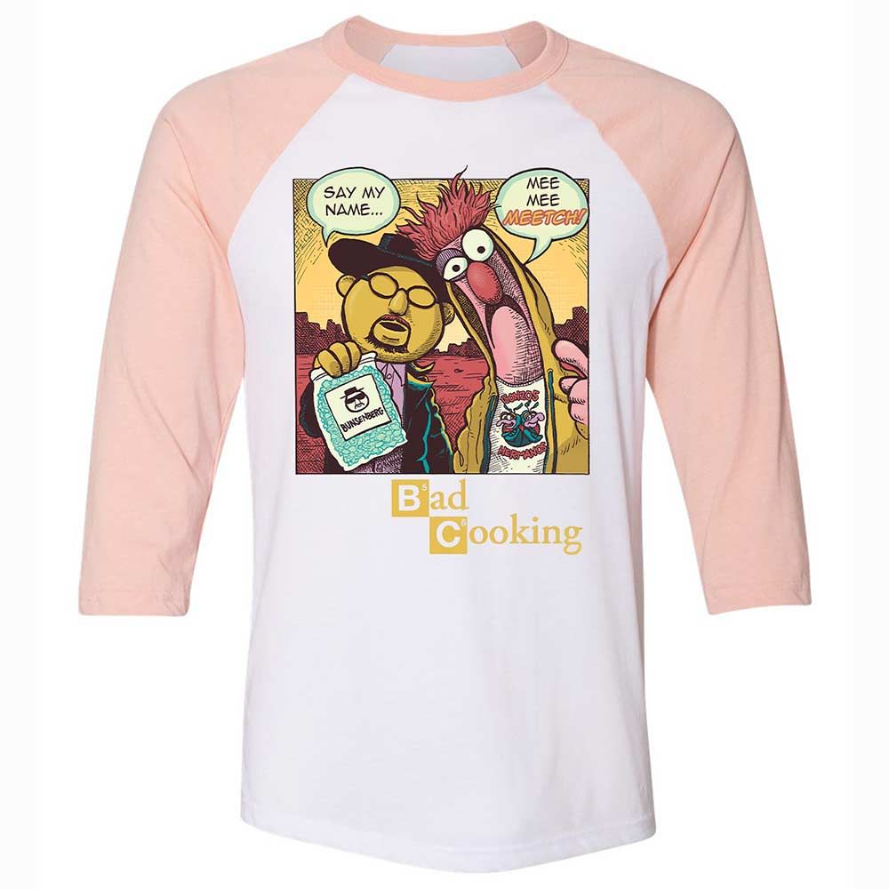 Unisex 3/4 Baseball Tee - EME9XMF1 - White/Heather Peach - 5