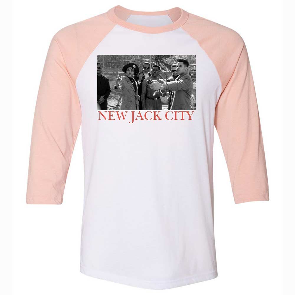 Unisex 3/4 Baseball Tee - KKRDCX2W - White/Heather Peach - 5