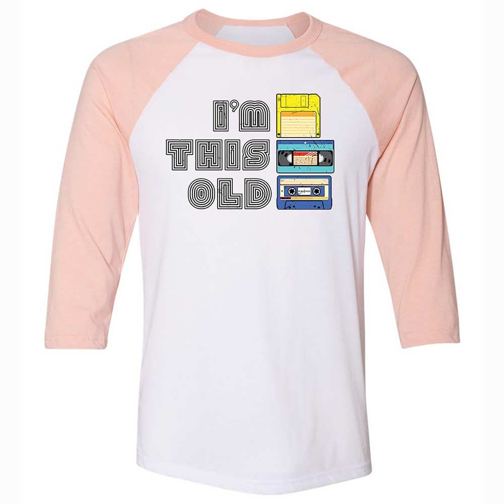 Unisex 3/4 Baseball Tee - Black - White/Heather Peach - 5