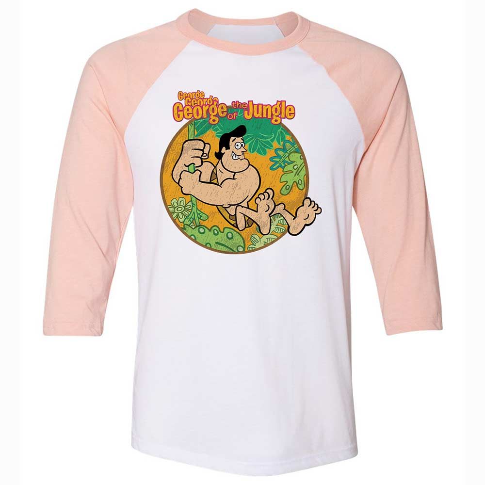 Unisex 3/4 Baseball Tee - DPEB7Q6Y - White/Heather Peach - 5