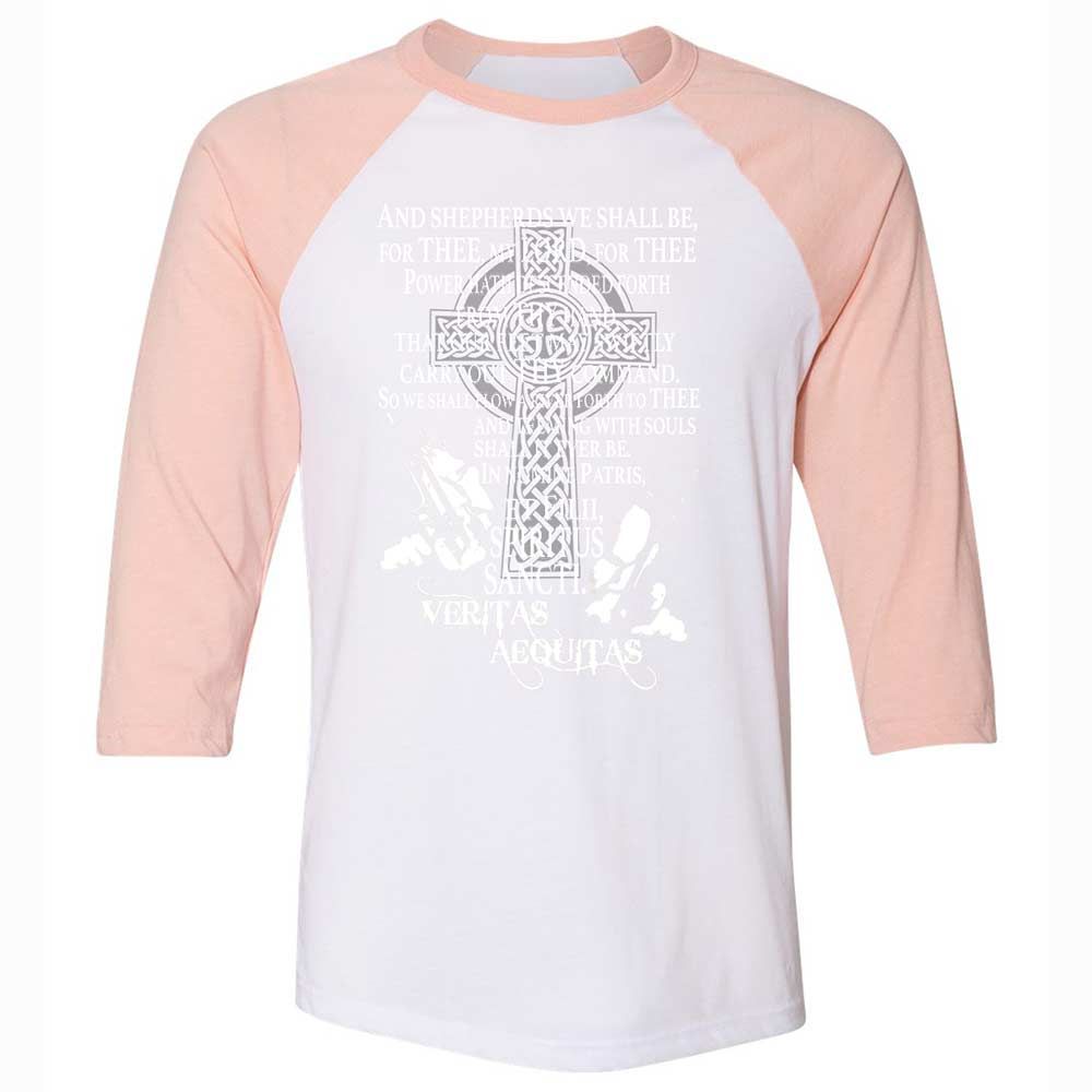 Unisex 3/4 Baseball Tee - TL8V86G1 - White/Heather Peach - 5