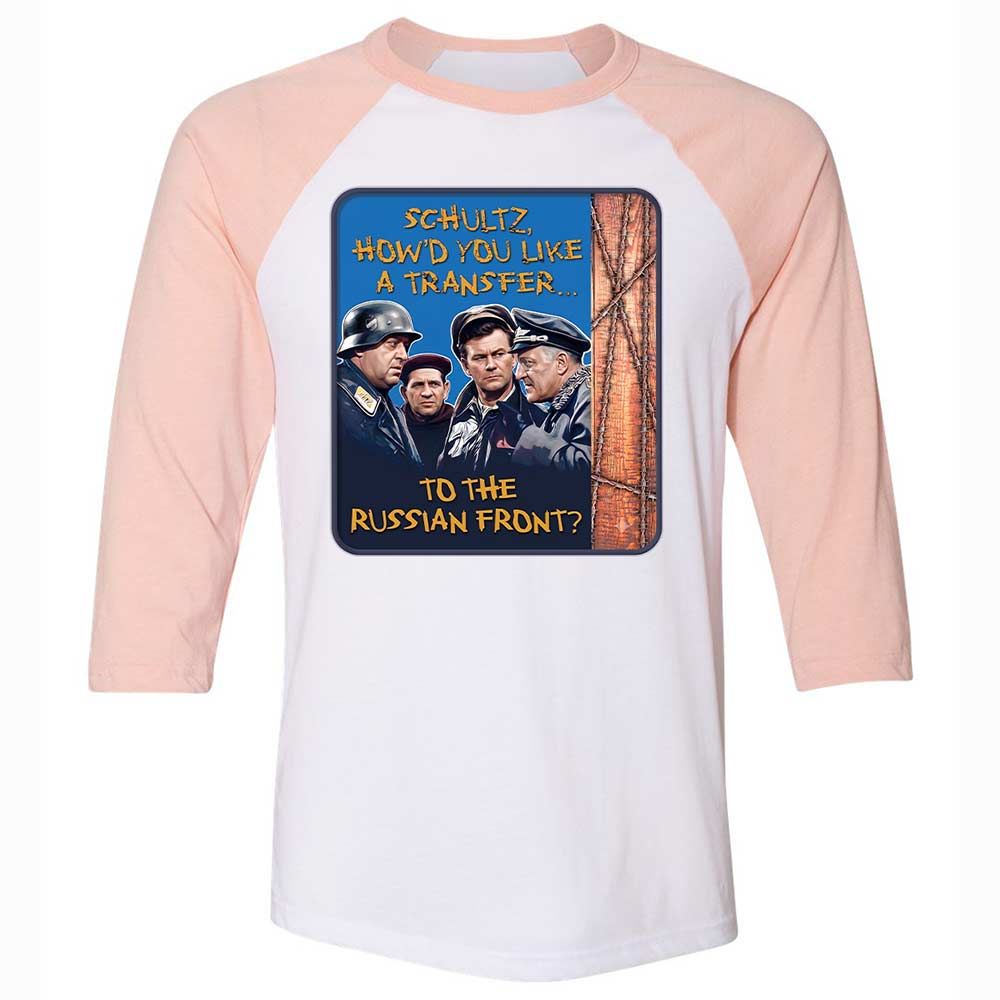 Unisex 3/4 Baseball Tee - B87L4KPP - White/Heather Peach - 5