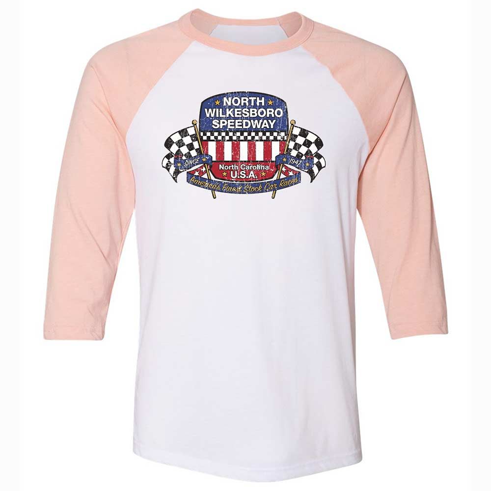 Unisex 3/4 Baseball Tee - 85WRAU1F - White/Heather Peach - 5