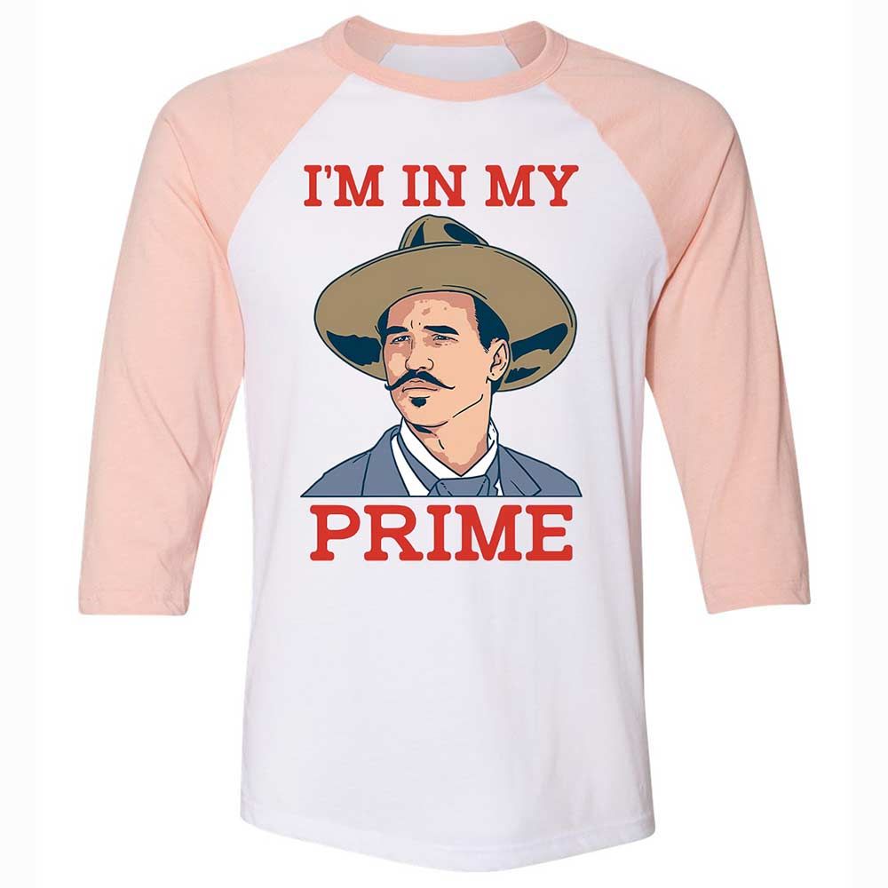 Unisex 3/4 Baseball Tee - 3KWRY2DQ - White/Heather Peach - 5
