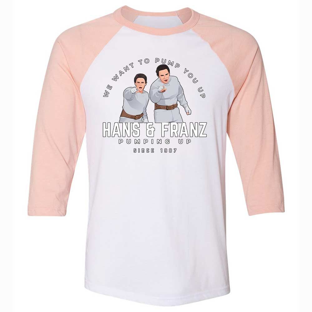 Unisex 3/4 Baseball Tee - UMXP4Y1E - White/Heather Peach - 5