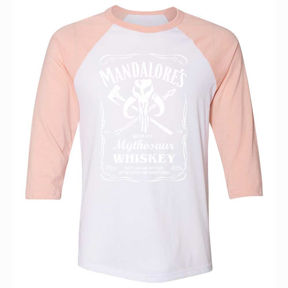 Unisex 3/4 Baseball Tee - 12YERGWF - White/Heather Peach - 5