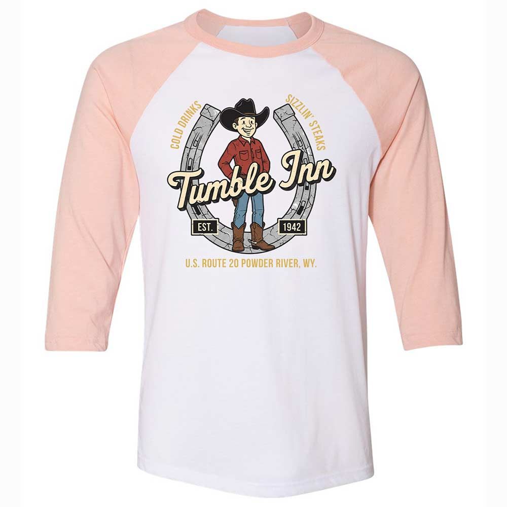 Unisex 3/4 Baseball Tee - NK6GZ6UE - White/Heather Peach - 5