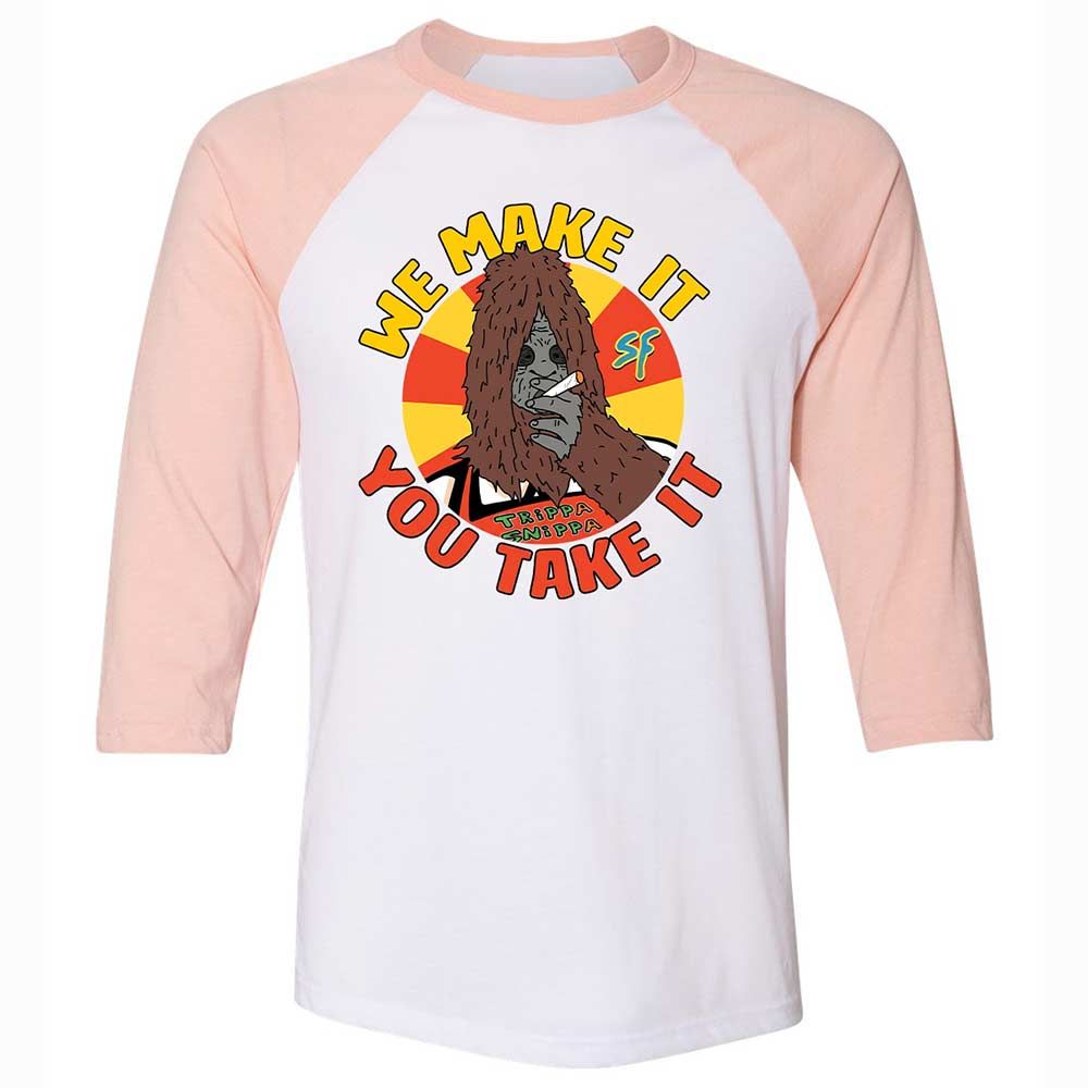 Unisex 3/4 Baseball Tee - 9W83VYV4 - White/Heather Peach - 5