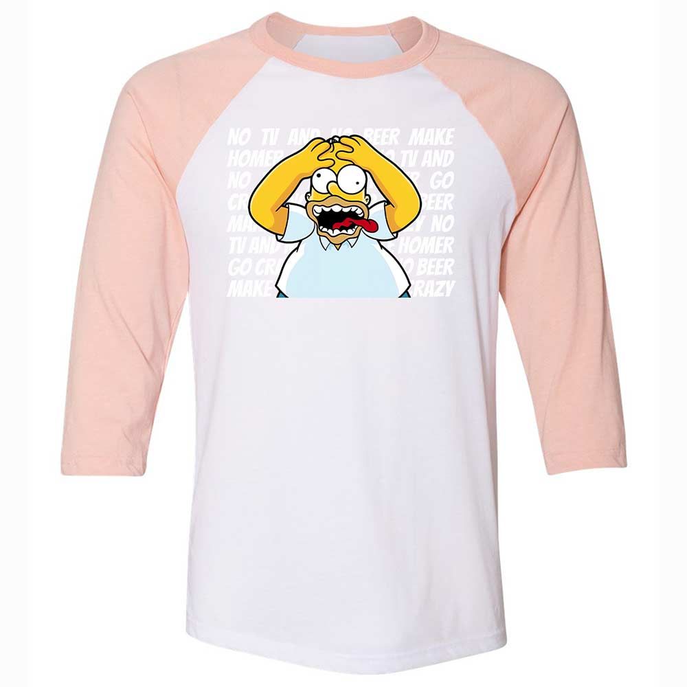 No TV and No Beer Make Homer Go Crazy - White/Heather Peach - 5