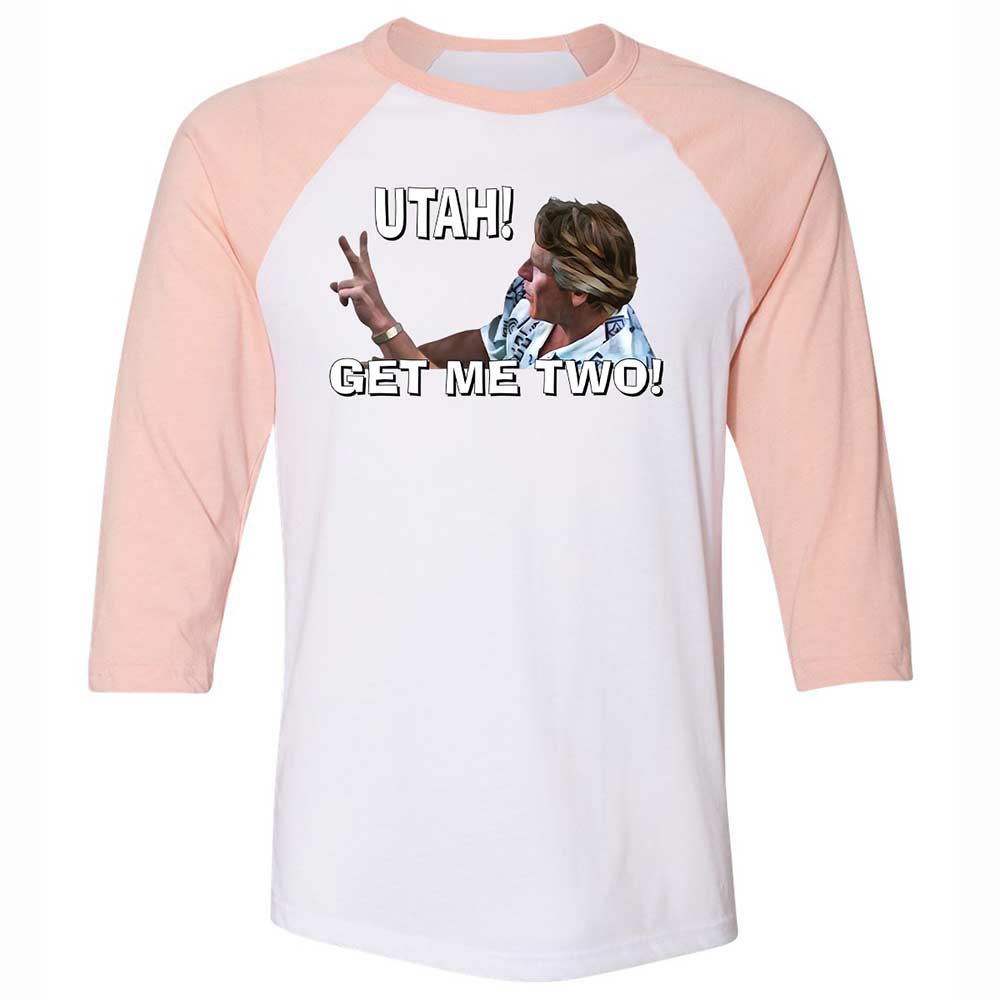 Unisex 3/4 Baseball Tee - R3VBFGX8 - White/Heather Peach - 5