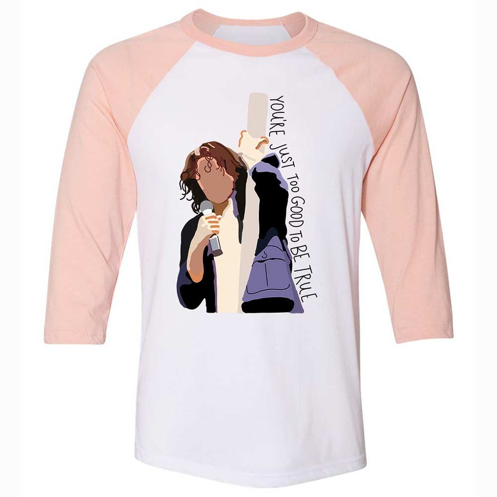 Unisex 3/4 Baseball Tee - N7BF6MUR - White/Heather Peach - 5
