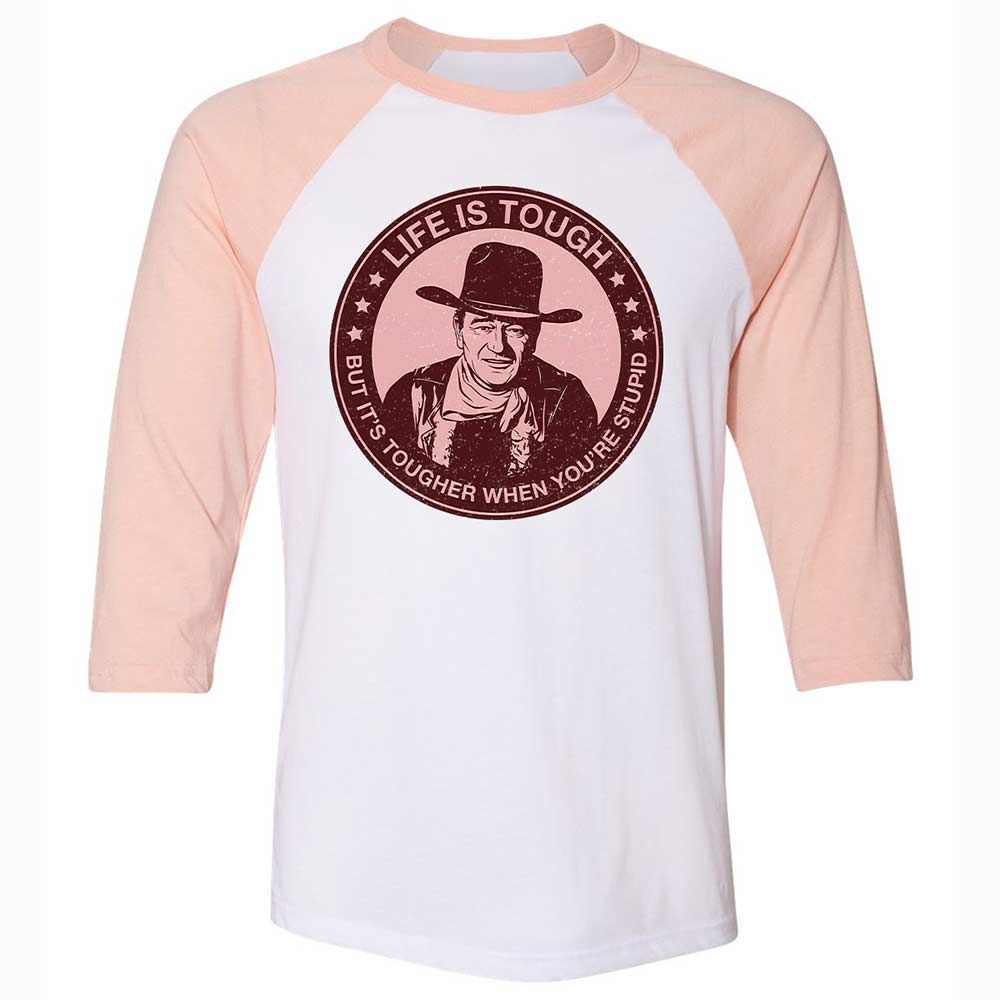 Unisex 3/4 Baseball Tee - D7QU22NY - White/Heather Peach - 5