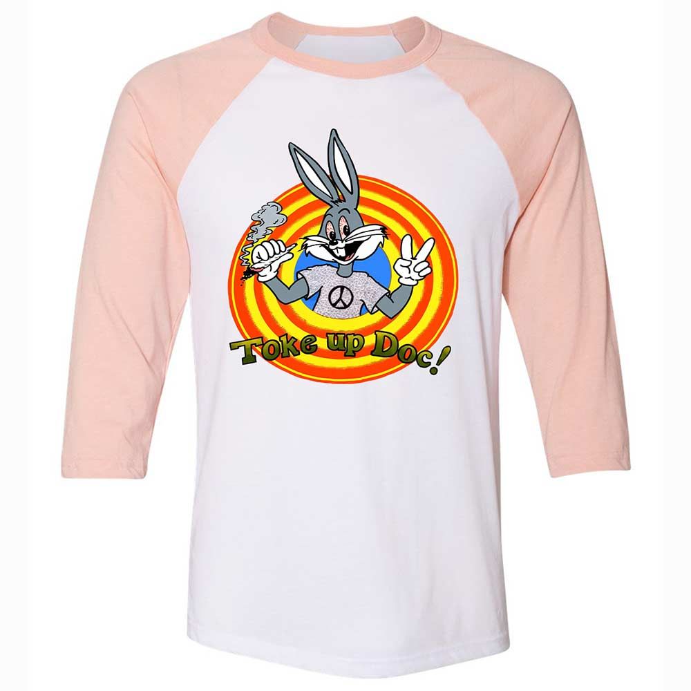 Unisex 3/4 Baseball Tee - 5B7PTPAM - White/Heather Peach - 5