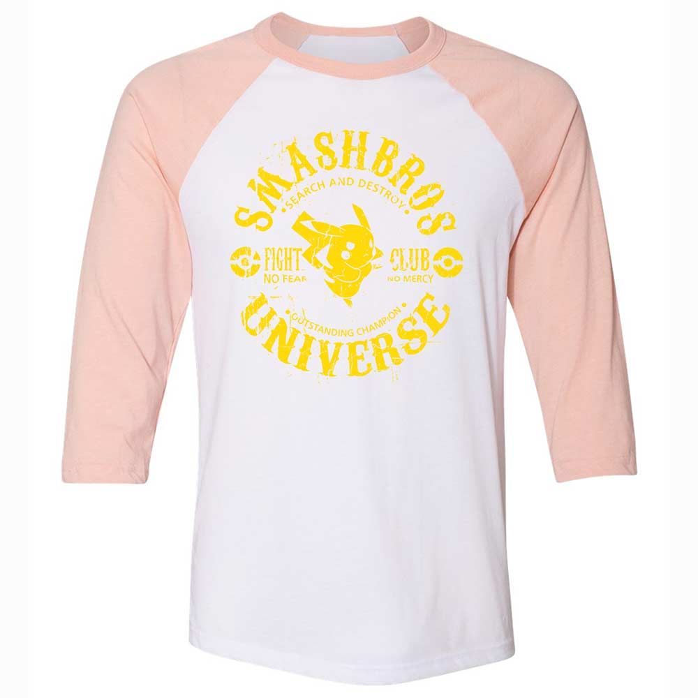 Unisex 3/4 Baseball Tee - GYJFH7M5 - White/Heather Peach - 5