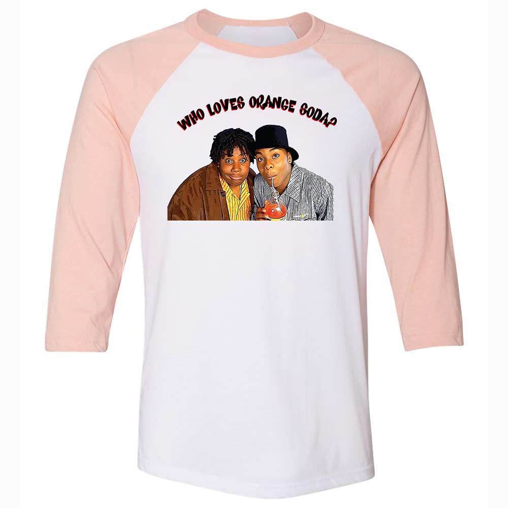 Unisex 3/4 Baseball Tee - KD9YX44L - White/Heather Peach - 5