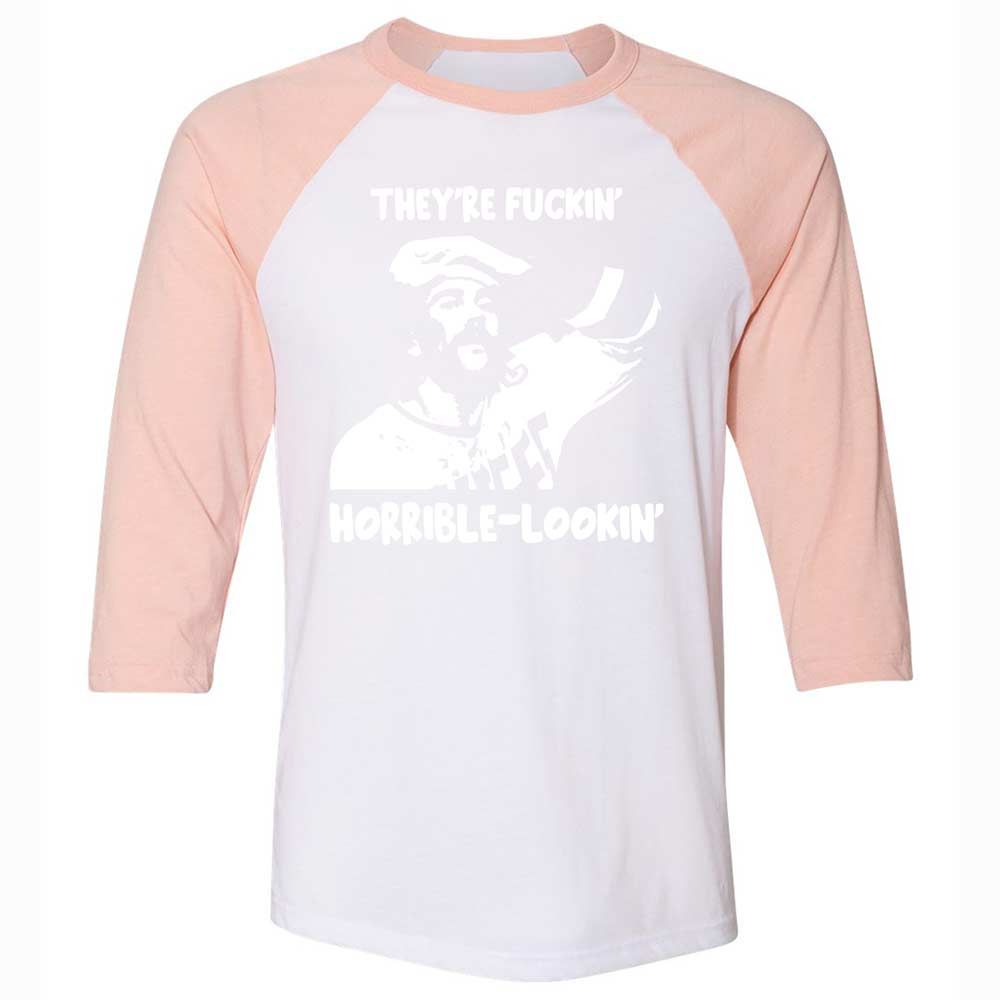 Unisex 3/4 Baseball Tee - DYE3NCBR - White/Heather Peach - 5