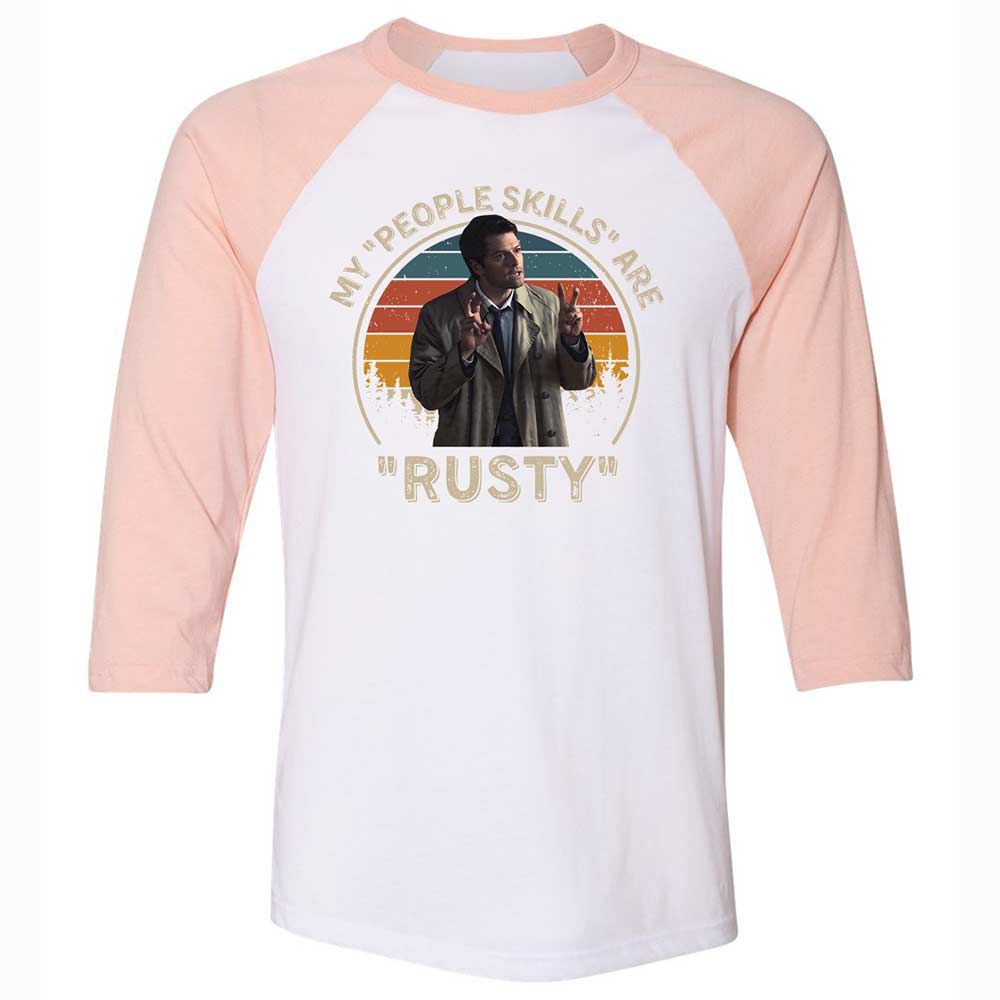 Unisex 3/4 Baseball Tee - J7MQ6F35 - White/Heather Peach - 5